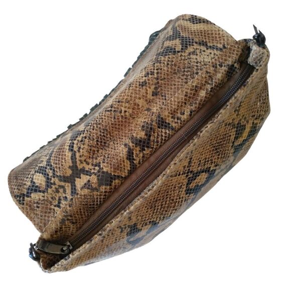 Y2K Animal Print Shoulder Bag Handbag Purse Italy Chain Fringe Leather Biker - Picture 14 of 16